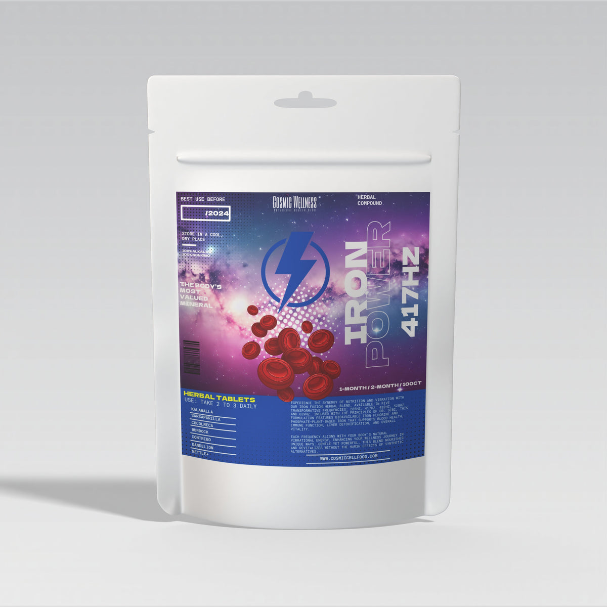 [VIBRATIONAL MEDICINE - 417HZ] Iron Power Herbal Tablets - One of The Body's Most Important Minerals